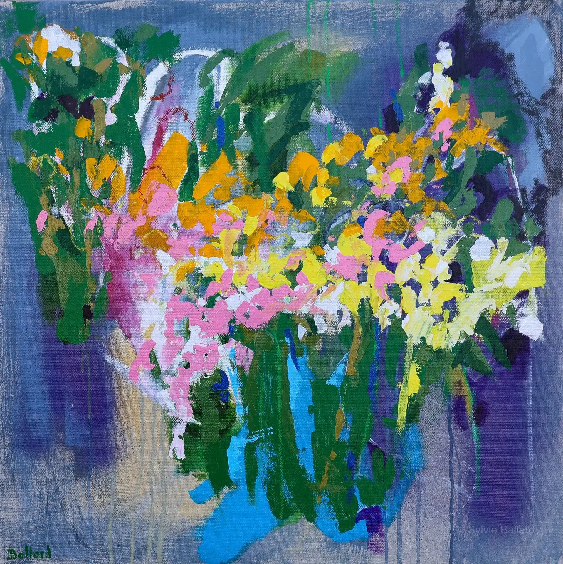 Eclats suspendus - Eclats suspendus : peinture abstraite acrylique et pastels par l'artiste Sylvie Ballard.