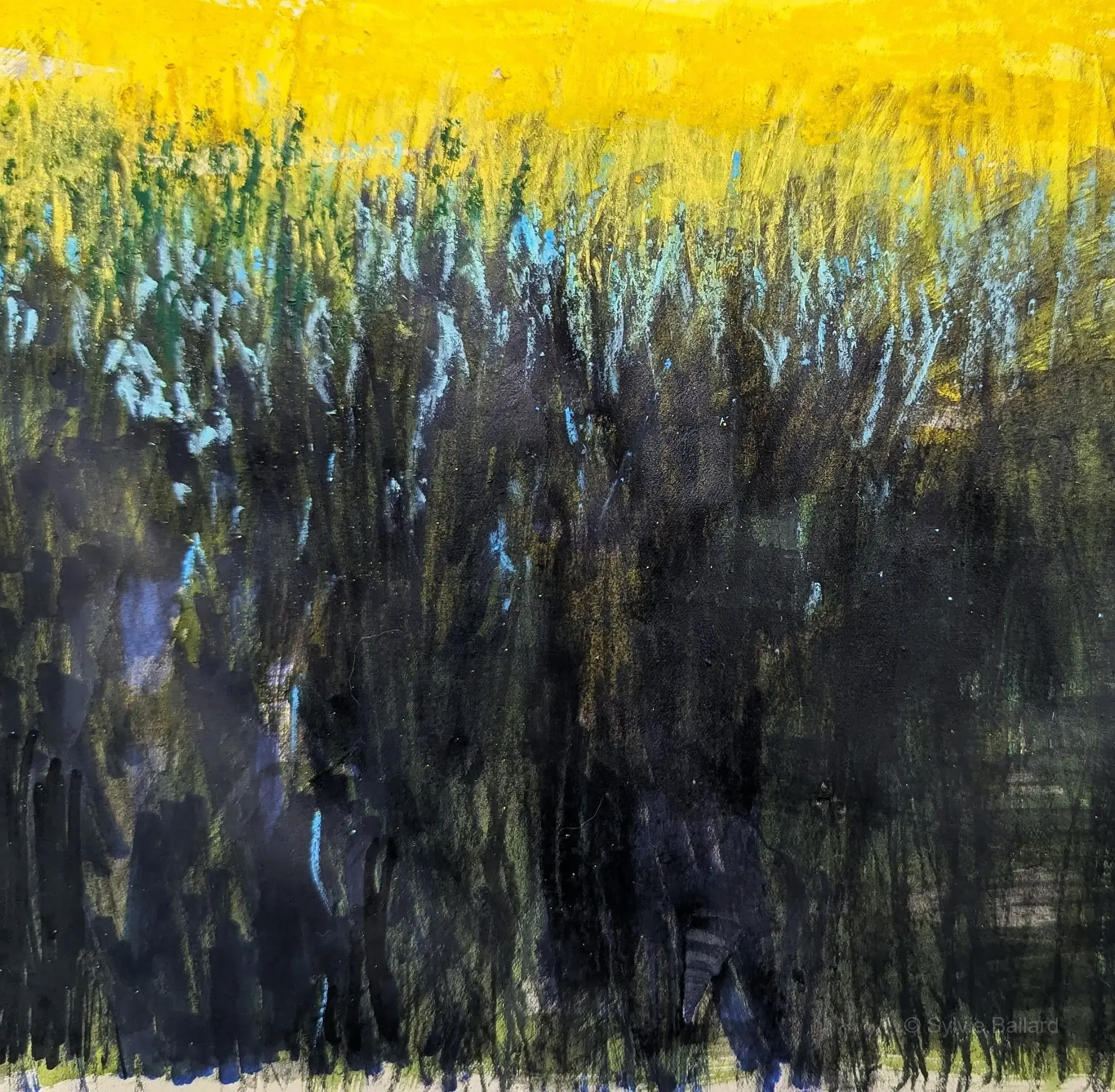 Champs n°1 - Champs n°1 : peinture de paysage abstrait, série Graminées de Sylvie Ballard.