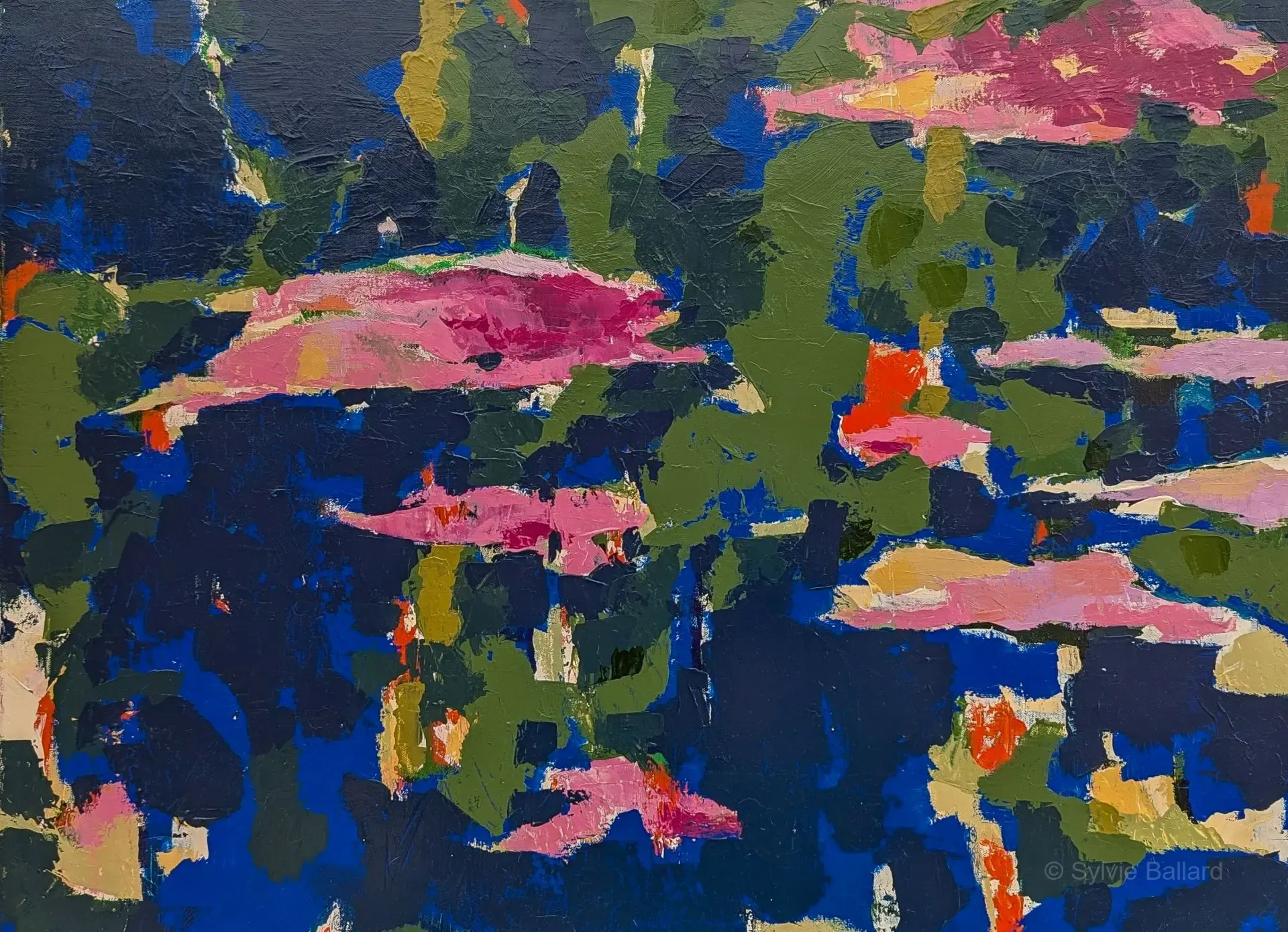 Ciel et eau - Ciel et eau : marine abstraite, peinture acrylique sur toile 60x80cm.