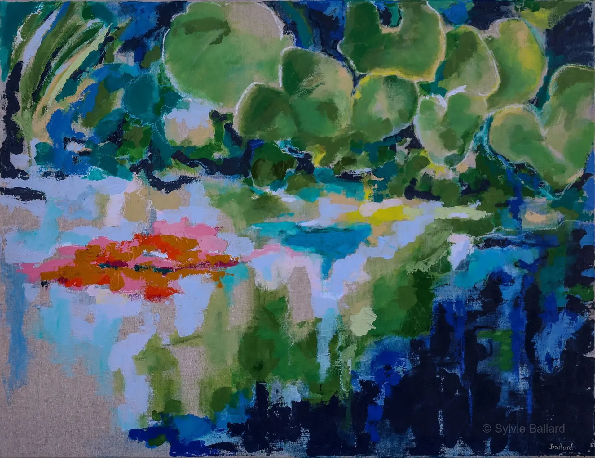 Silence immobile - Silence immobile : grande toile abstraite lyrique aux tons naturels par Sylvie Ballard.