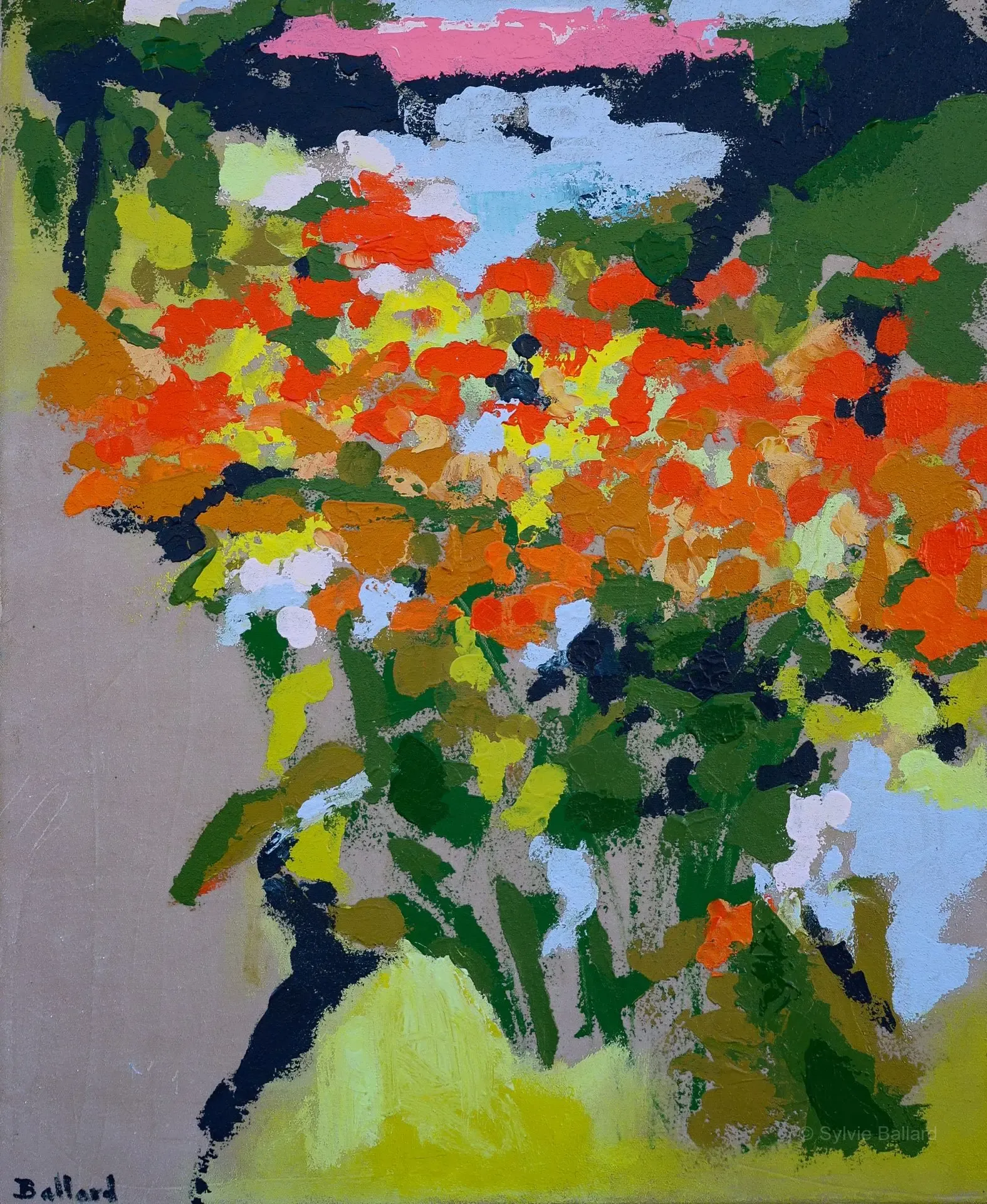 Impulsion florale - Impulsion florale : peinture acrylique contemporaine aux motifs végétaux.