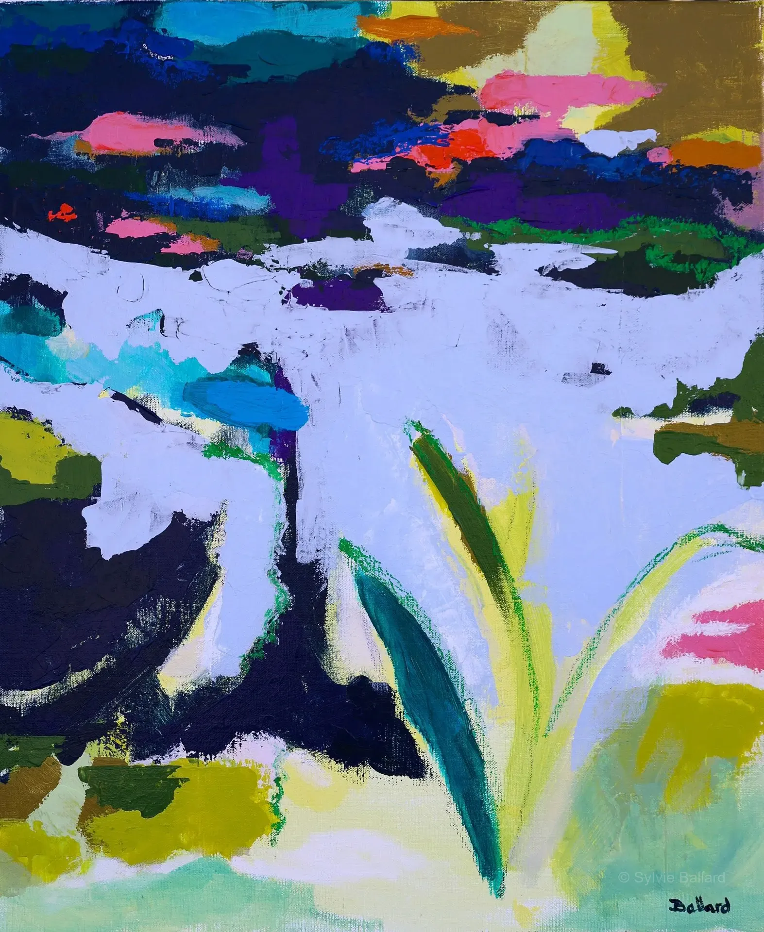 Rythme suspendu - Rythme suspendu : peinture acrylique sur toile, mouvement et texture.